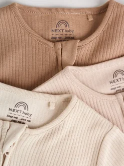 Beige - Verpakking van 3 babypyjama's met tweewegrits (0-2jr)