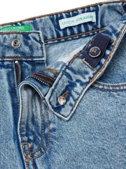 Benetton Blue Emebellished Straight Fit Jeans