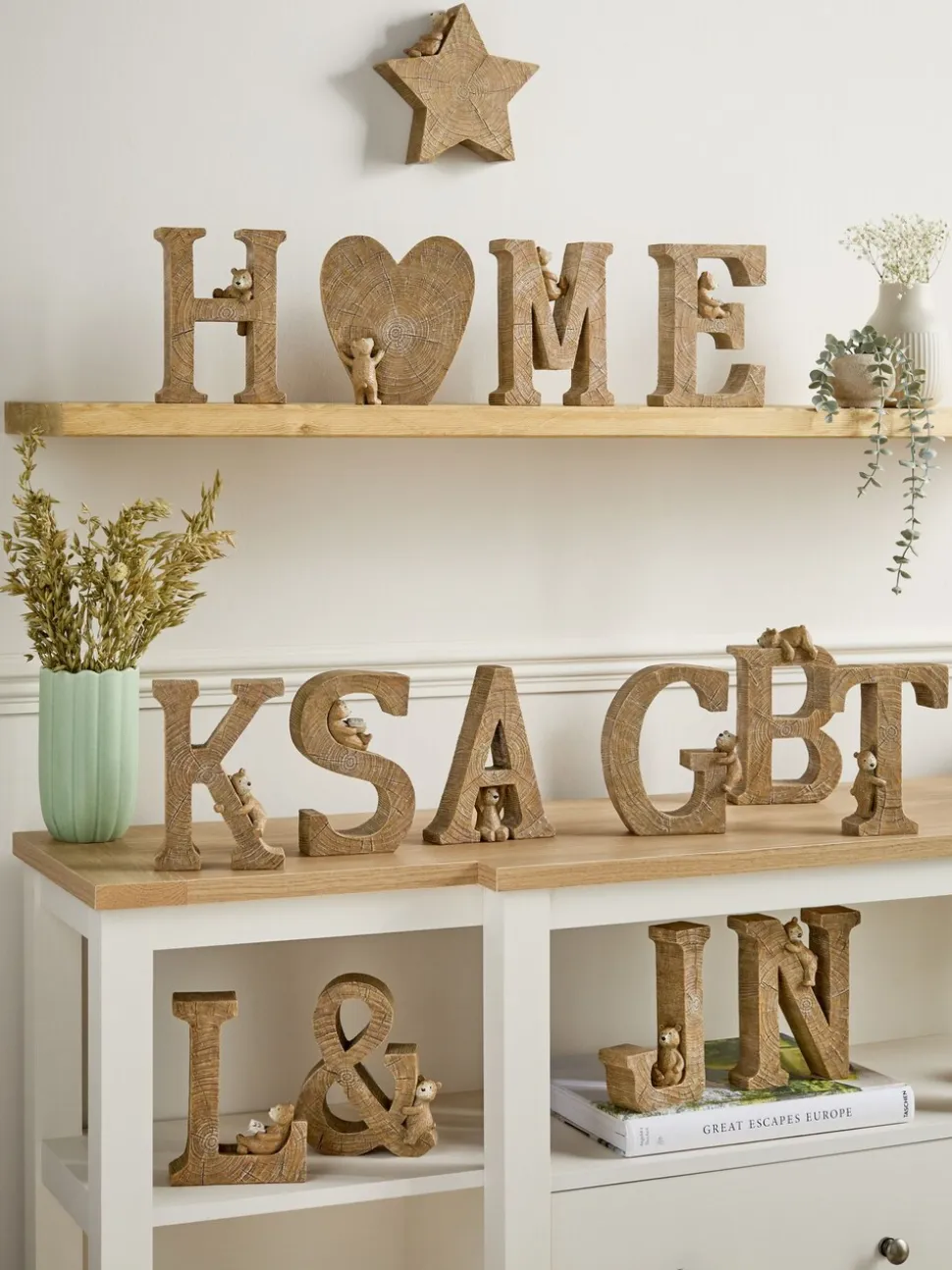 Bertie the Bear monogram ornamenten