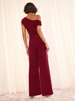 Bessenrood - Friends Like These Off The Shoulder Scuba Wide Leg Jumpsuit