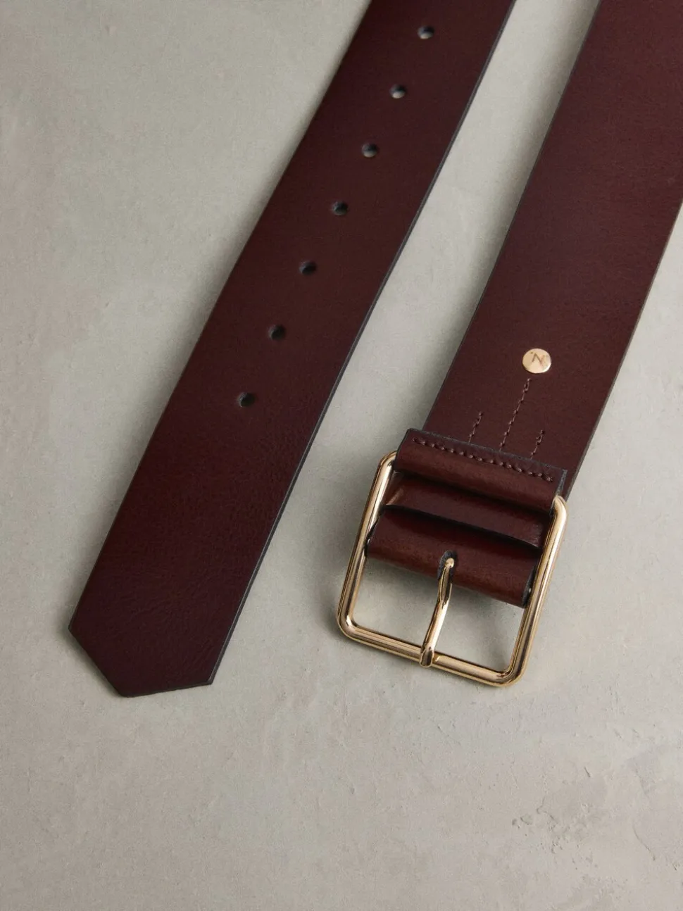 Bessenrood - N. Premium brede leren riem, Made in Italy