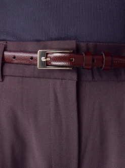 Bessenrood - N. Premium skinny Made In Italy leren riem