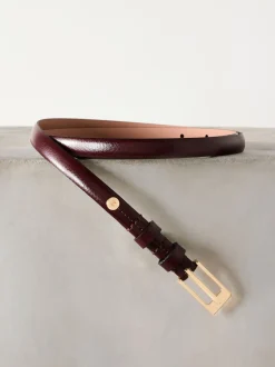 Bessenrood - N. Premium skinny Made In Italy leren riem