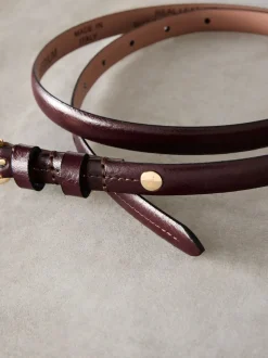 Bessenrood - N. Premium skinny Made In Italy leren riem
