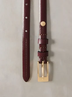 Bessenrood - N. Premium skinny Made In Italy leren riem