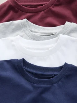 Bessenrood/grijs/wit/blauw - Verpakking van 4 zachte T-shirts met lange mouwen (3-16jr)