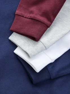 Bessenrood/grijs/wit/blauw - Verpakking van 4 zachte T-shirts met lange mouwen (3-16jr)