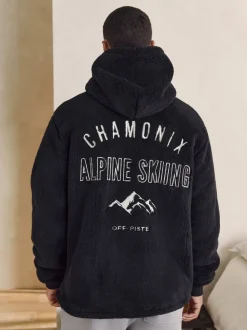 Black Chamonix Pattern - Pullover hoodie van borg