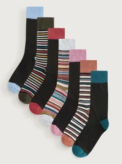Black Striped - Verpakking van 7 - Herensokken met hoog katoengehalte