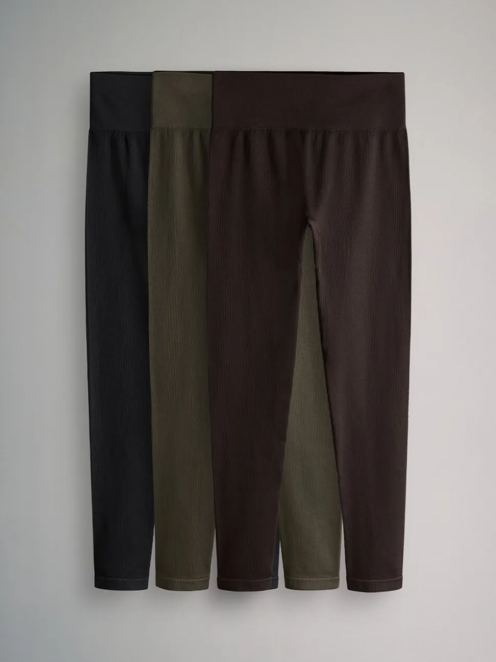 Black/Chocolate Brown/Khaki - The Set 3 Pack Active Ribbed Legging