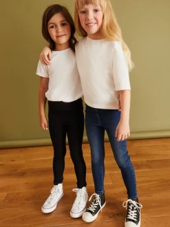 Black/Dark Denim - Set van 2 jeggings met elastische taille (3-16 jr)