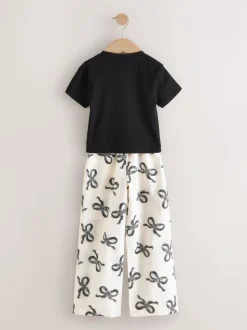 Black/Ecru bow - Set van 1 pyjama's met geweven broek (3-16jr)