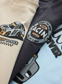 Black/Grey Race Car - Short Sleeve Graphic T-Shirts 3 Pack (3mths-7yrs)