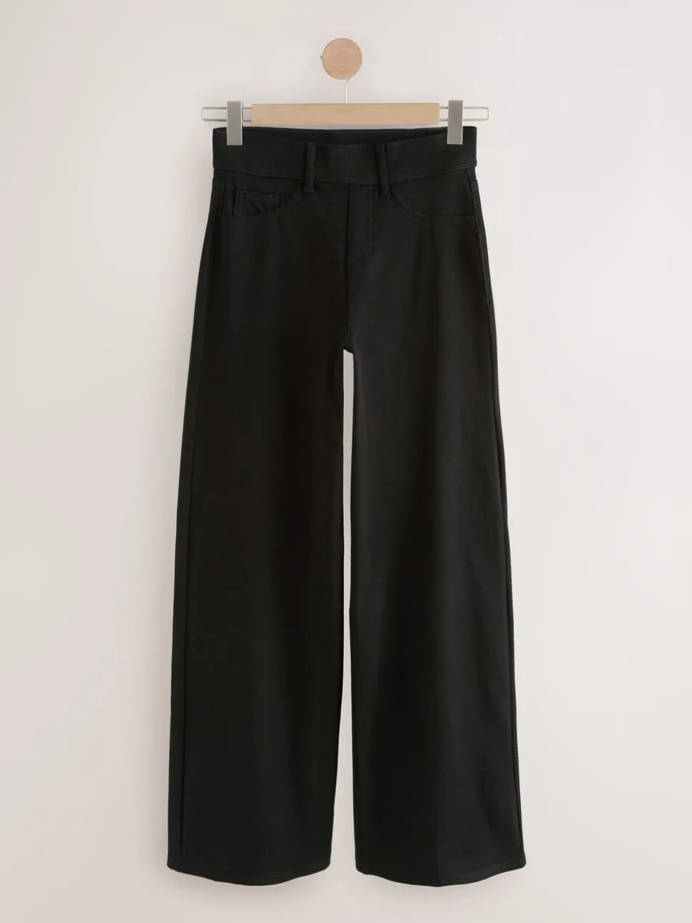 Black/Rinse Blue - Jersey denim broek met wijde pijpen 2 set