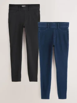 Black/Rinse Blue - Set van 2 lange jersey denim leggings