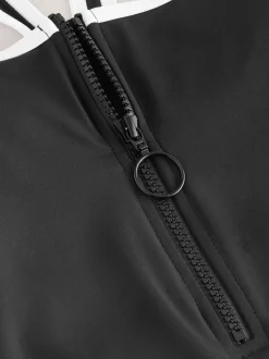 Black/White Contrast - Badpak met buikcorrectie en ritssluiting