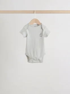 Blauw - 5 Babyrompertjes met korte mouwen