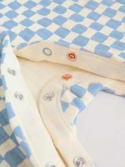 Blauw - 2 Doorgestikte babypyjama's