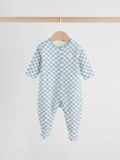 Blauw - 2 Doorgestikte babypyjama's