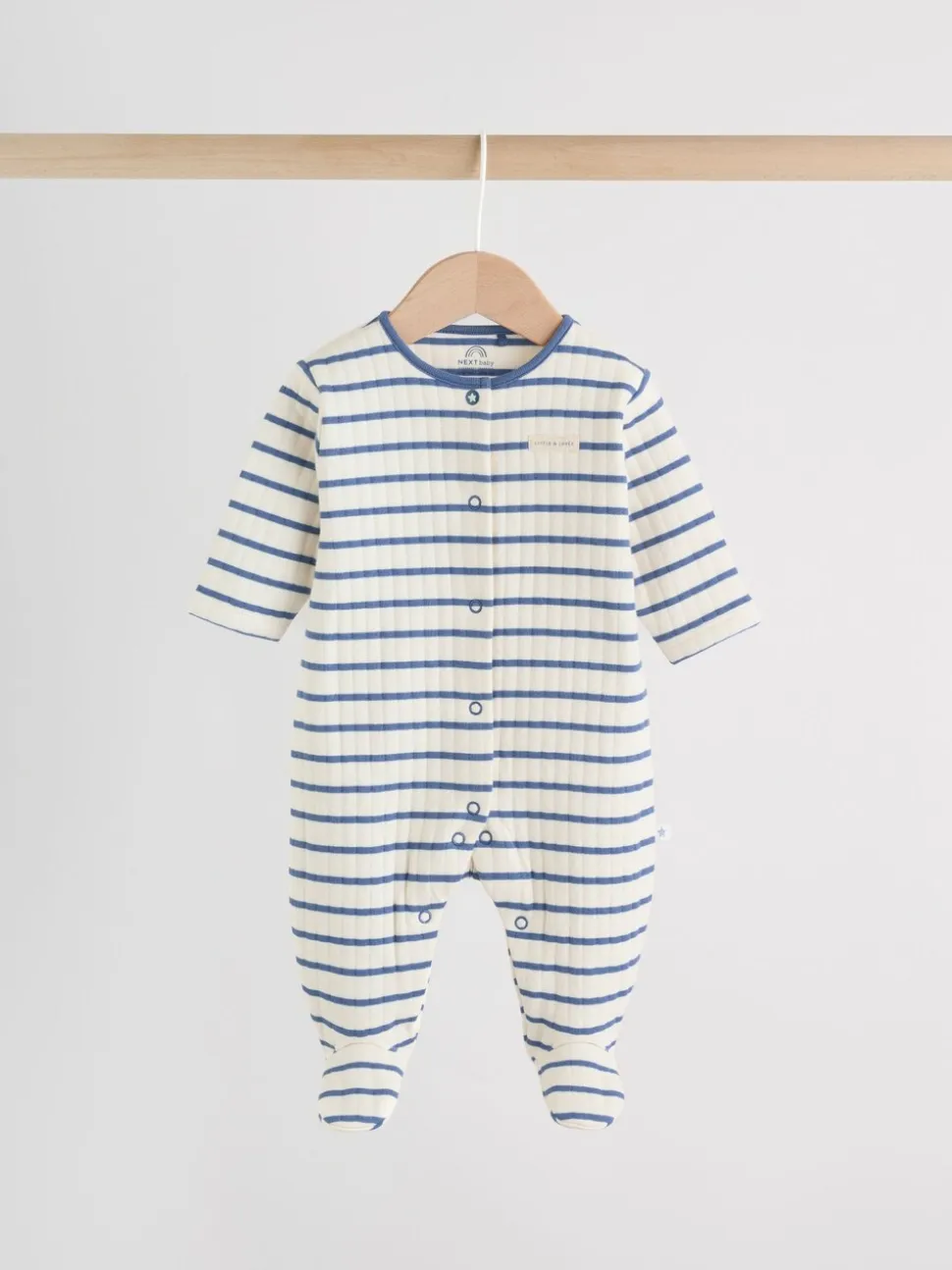 Blauw - 2 Doorgestikte babypyjama's