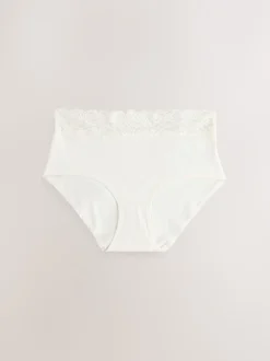 Blauw - 7 Katoenen slipjes met kant