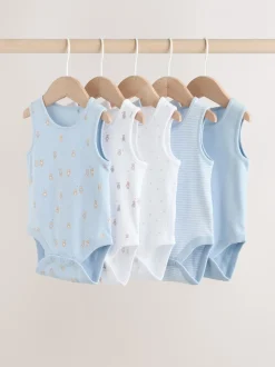Blauw - 5 Pack Baby Bear Bodysuits