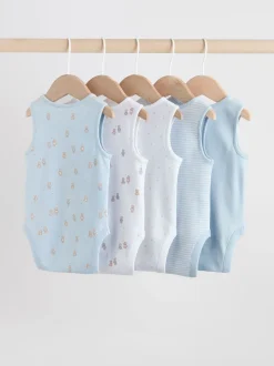 Blauw - 5 Pack Baby Bear Bodysuits