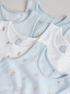 Blauw - 5 Pack Baby Bear Bodysuits