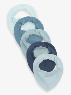 Blauw - 5 Pack Dribble Baby 100% Cotton Bibs