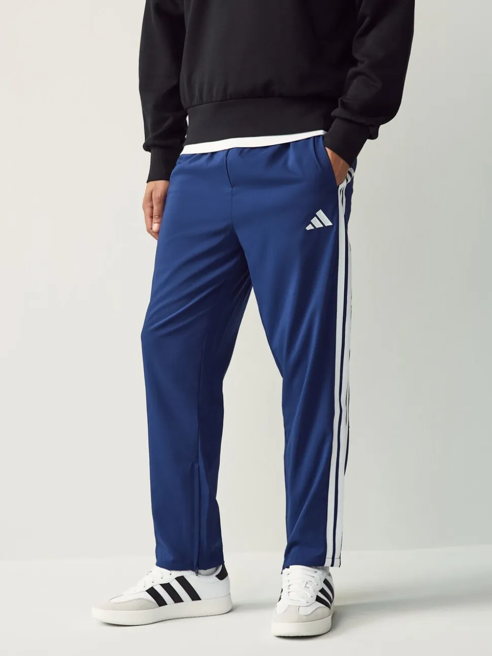 Blauw - adidas Essentials 3-Strepen Stanford joggingbroek met open zoom