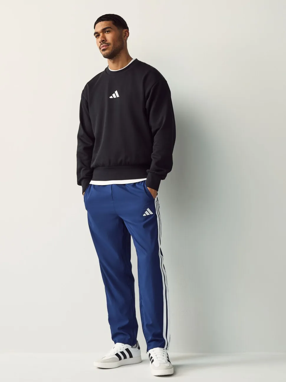 Blauw - adidas Essentials 3-Strepen Stanford joggingbroek met open zoom