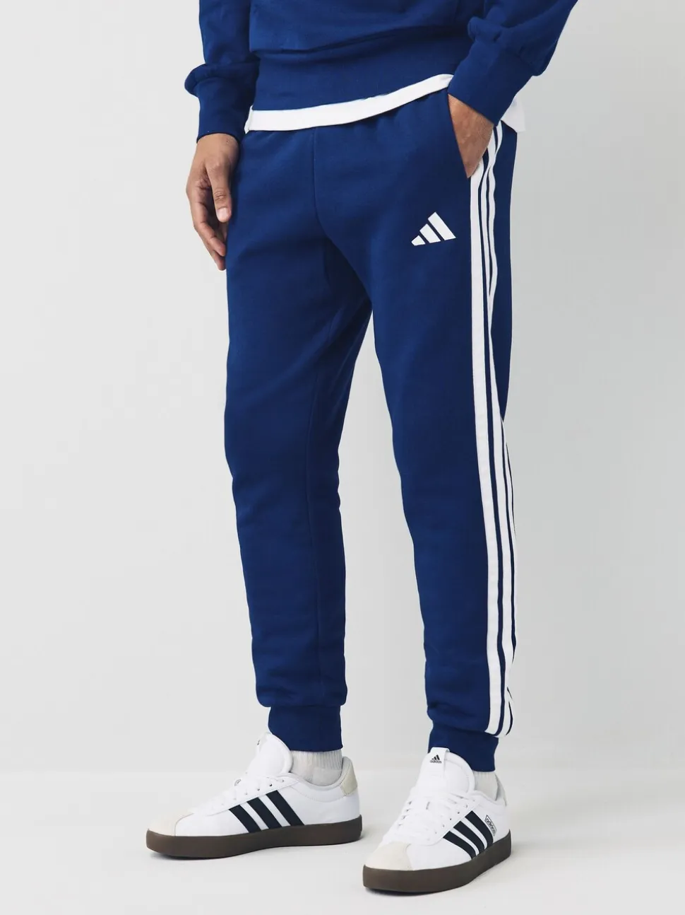 Blauw - adidas Essentials fleece joggingbroek met 3 strepen