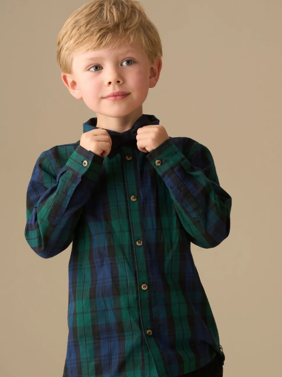 Blauw - Angel & Rocket Camden Brushed Shirt With Bow Tie