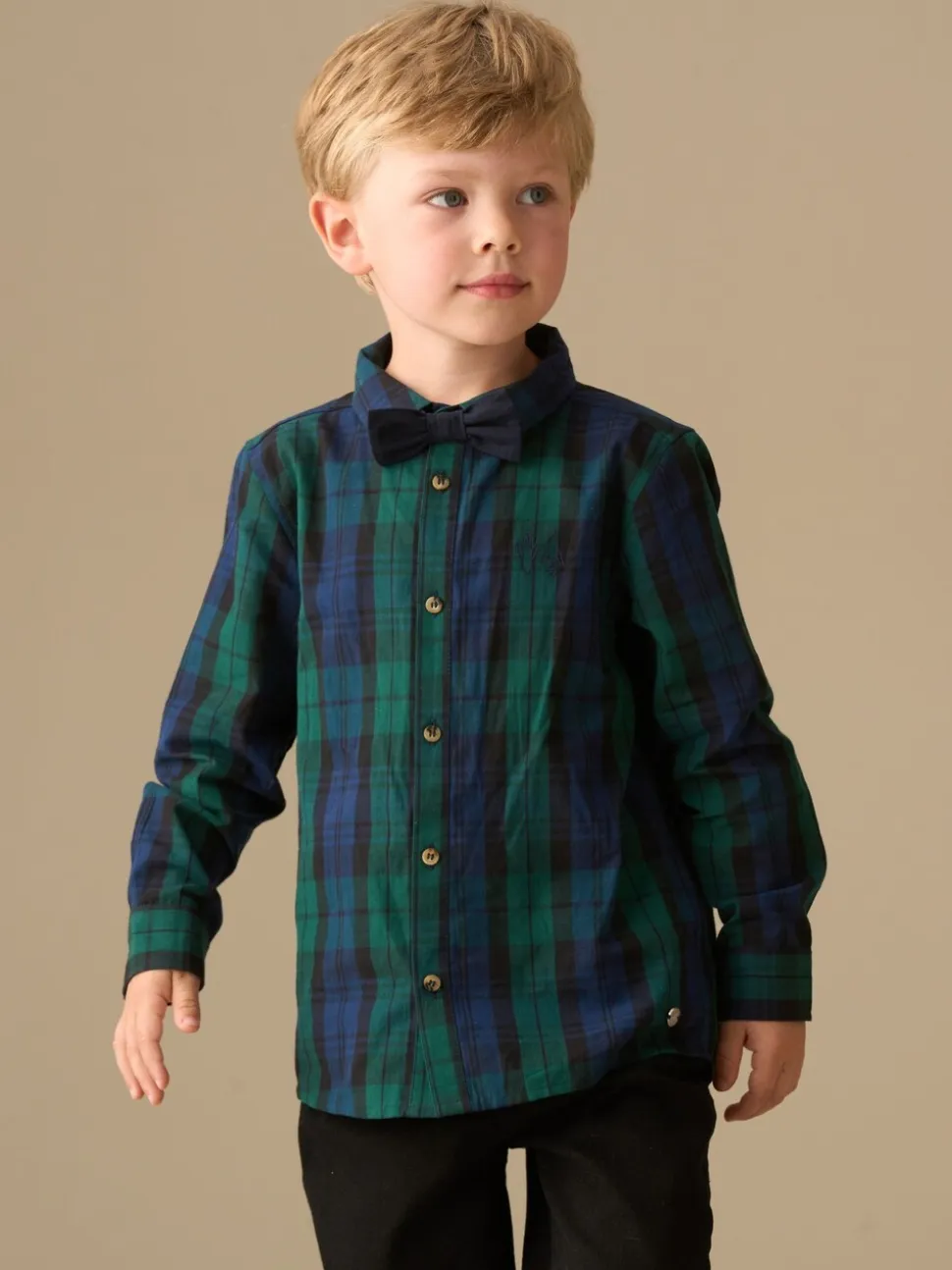 Blauw - Angel & Rocket Camden Brushed Shirt With Bow Tie