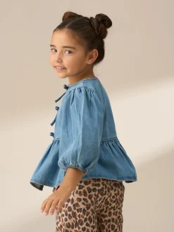Blauw - Angel & Rocket Ria Broderie Tie Front Peplum Blouse