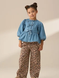 Blauw - Angel & Rocket Ria Broderie Tie Front Peplum Blouse