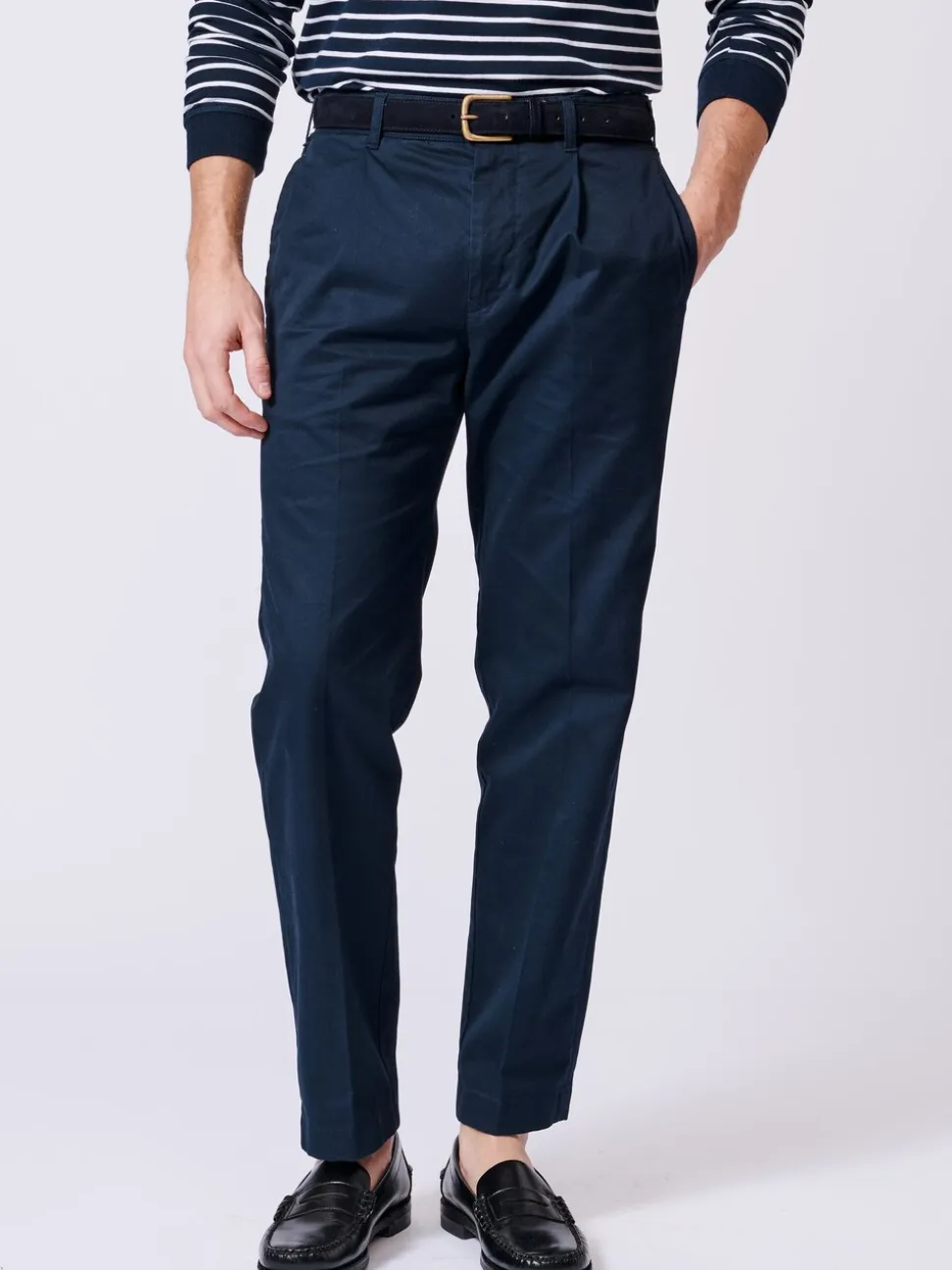 Blauw - Aubin Stickney broek van 100% katoen met relaxte pasvorm