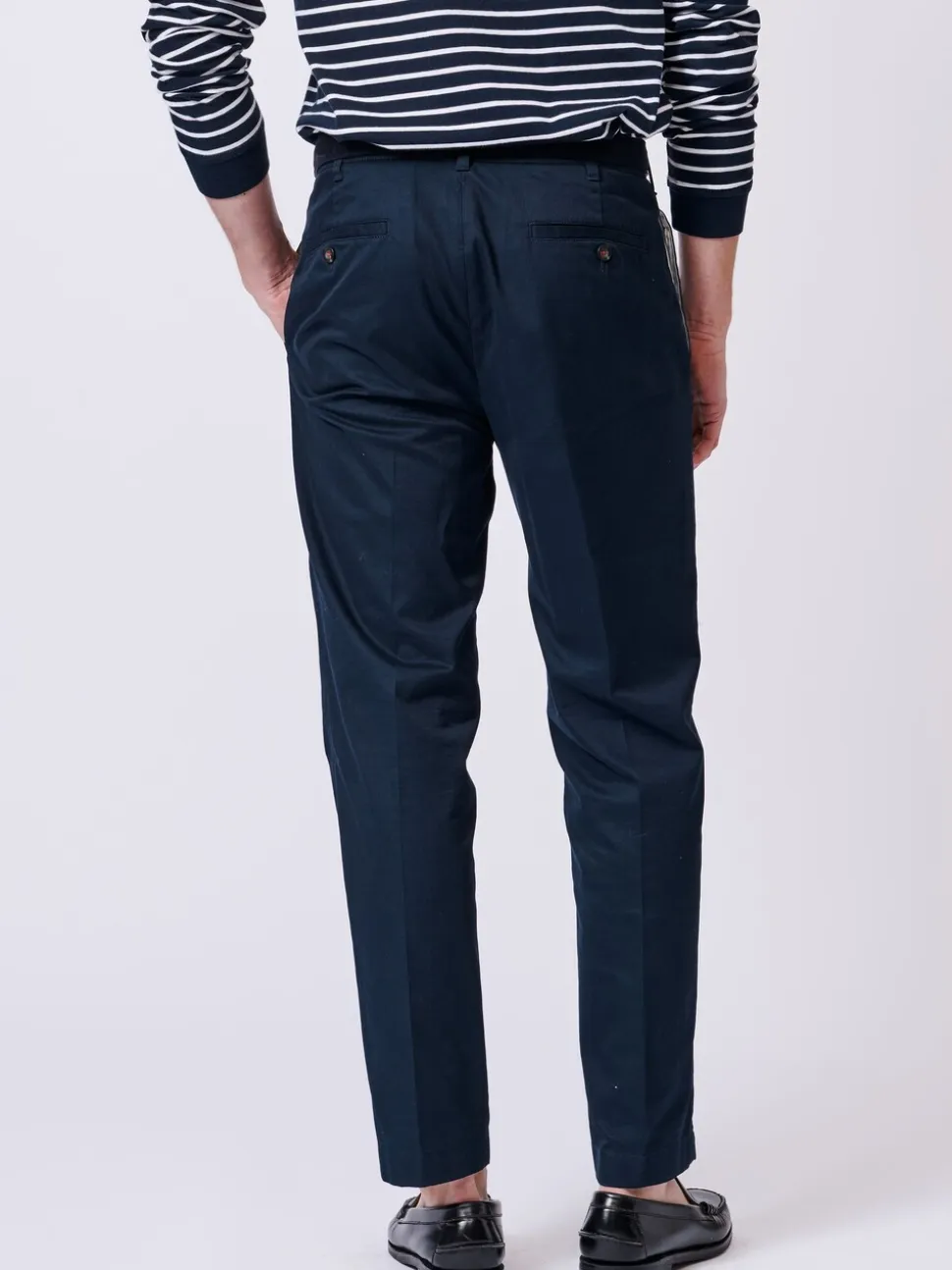 Blauw - Aubin Stickney broek van 100% katoen met relaxte pasvorm