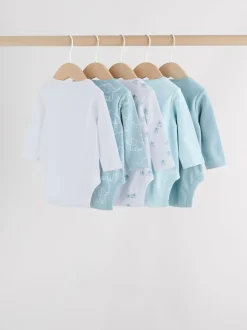 Blauw - Baby Elephant Long Sleeved Bodysuits 5 Pack