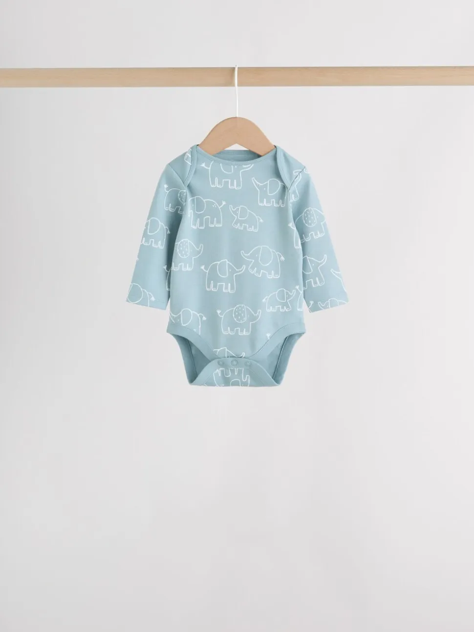 Blauw - Baby Elephant Long Sleeved Bodysuits 5 Pack