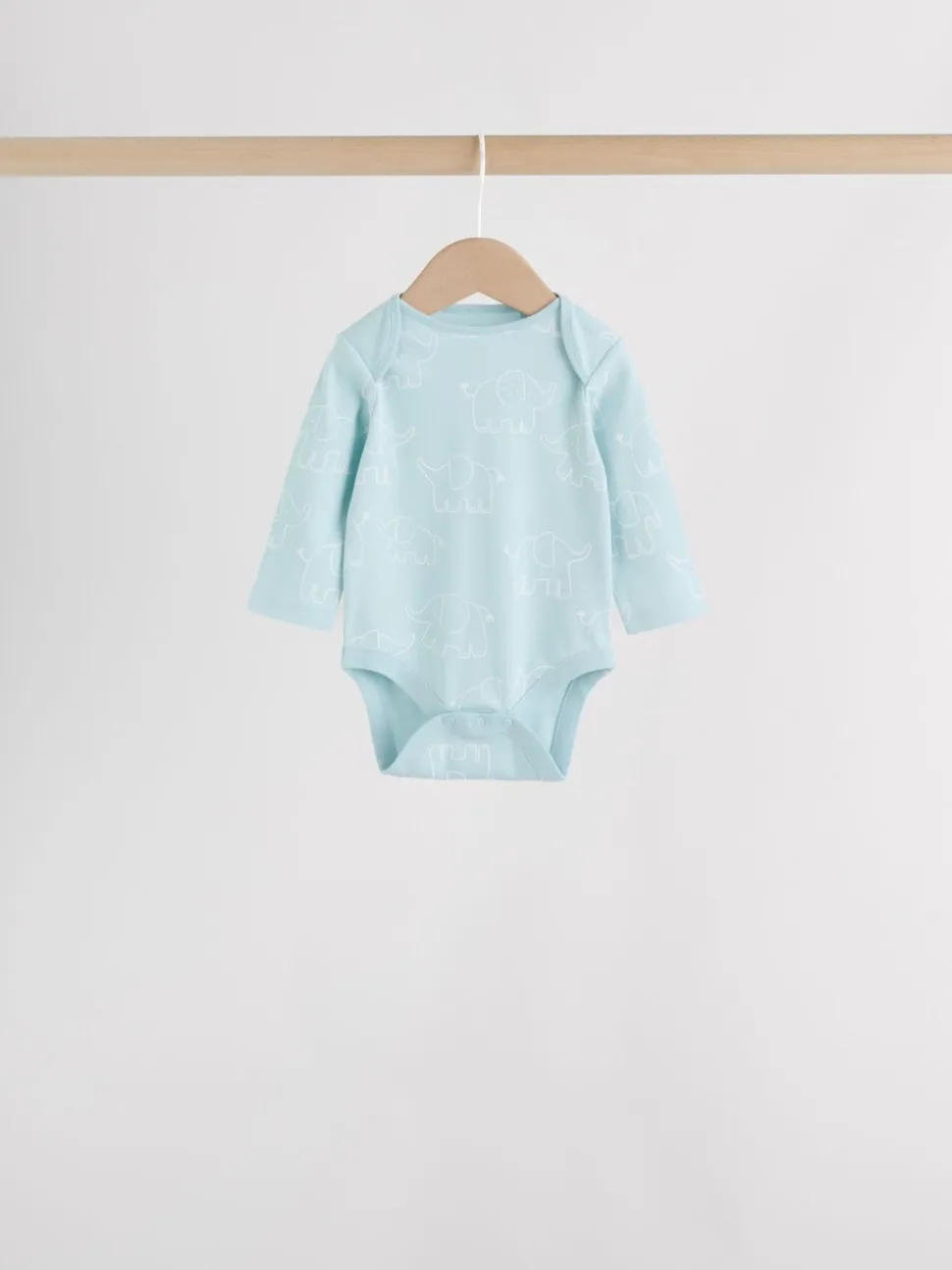Blauw - Baby Elephant Long Sleeved Bodysuits 5 Pack