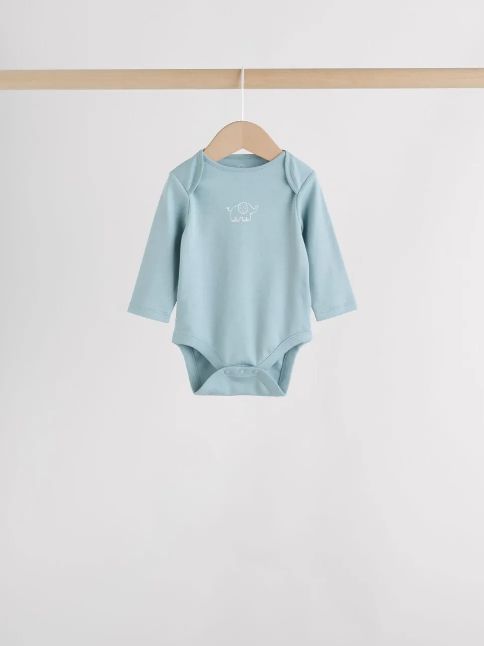 Blauw - Baby Elephant Long Sleeved Bodysuits 5 Pack
