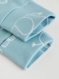 Blauw - Baby Linear Elephant Sleepsuits 3 Pack (0-2yrs)