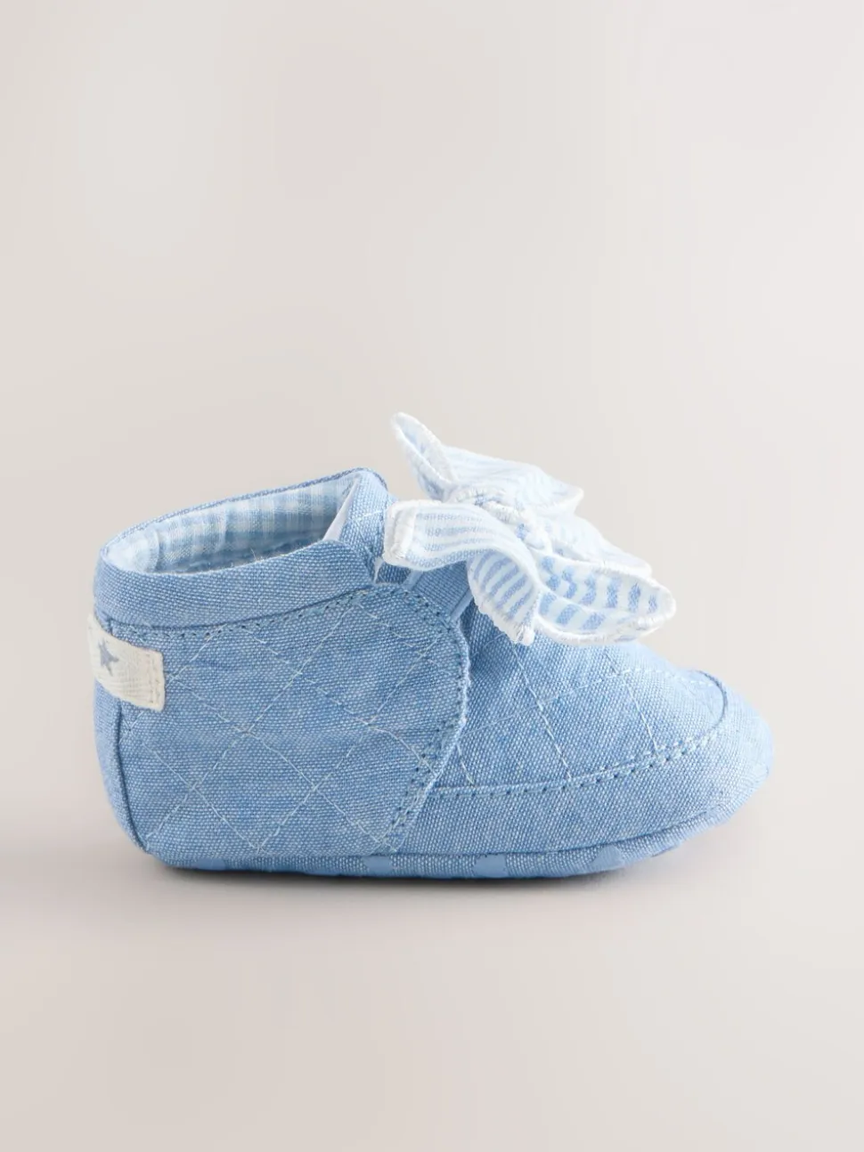 Blauw - Babylaarzen met bloemenprint (0-18 mnd)