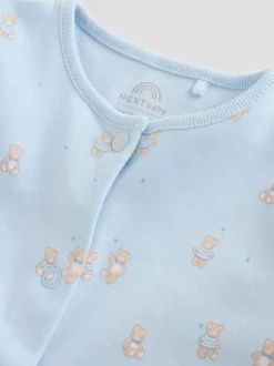 Blauw - Babypyjama met berenprint (0-2jr)