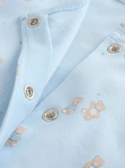 Blauw - Babypyjama met berenprint (0-2jr)