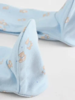 Blauw - Babypyjama met berenprint (0-2jr)