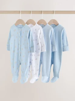 Blauw - Babypyjama met berenprint (0-2jr)