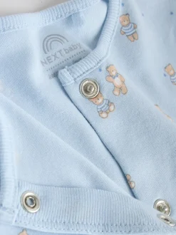 Blauw - Babypyjama met berenprint (0-2jr)