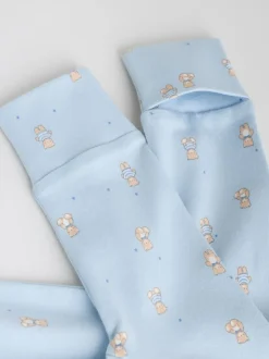 Blauw - Babypyjama met berenprint (0-2jr)